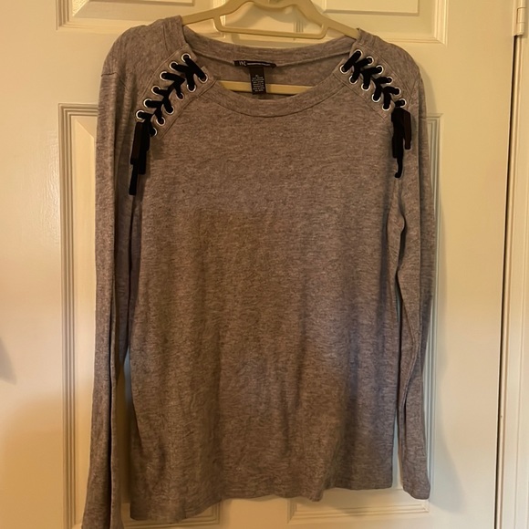 INC International Concepts Sweaters - INC Lace-Up Sweater, Created for Macy's-Gray XL
